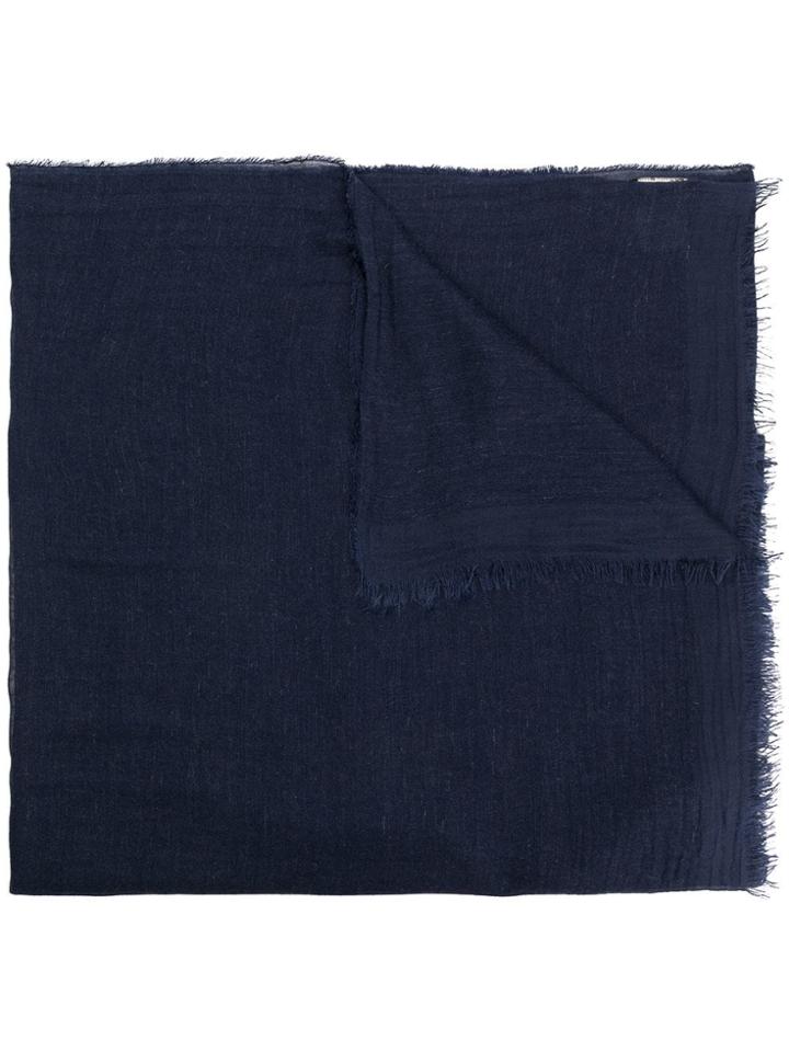 Faliero Sarti Classic Frayed Scarf - Blue