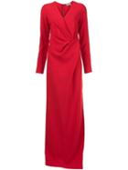 Lanvin Draped Floor-length Gown, Women's, Size: 44, Red, Spandex/elastane/viscose/wool