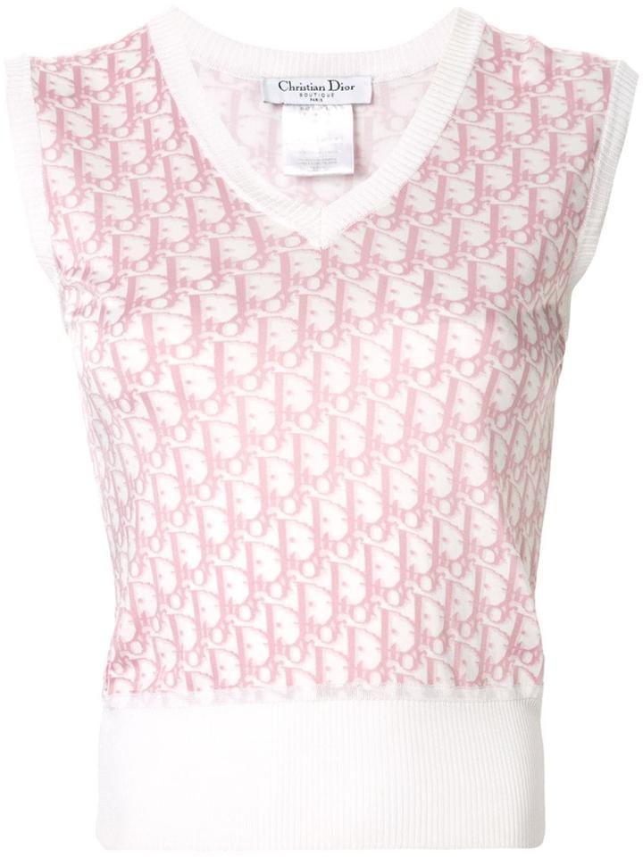 Christian Dior Pre-owned Trotter Pattern Knitted Top - White