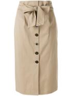 Pinko Button Front Tie Waist Skirt - Nude & Neutrals