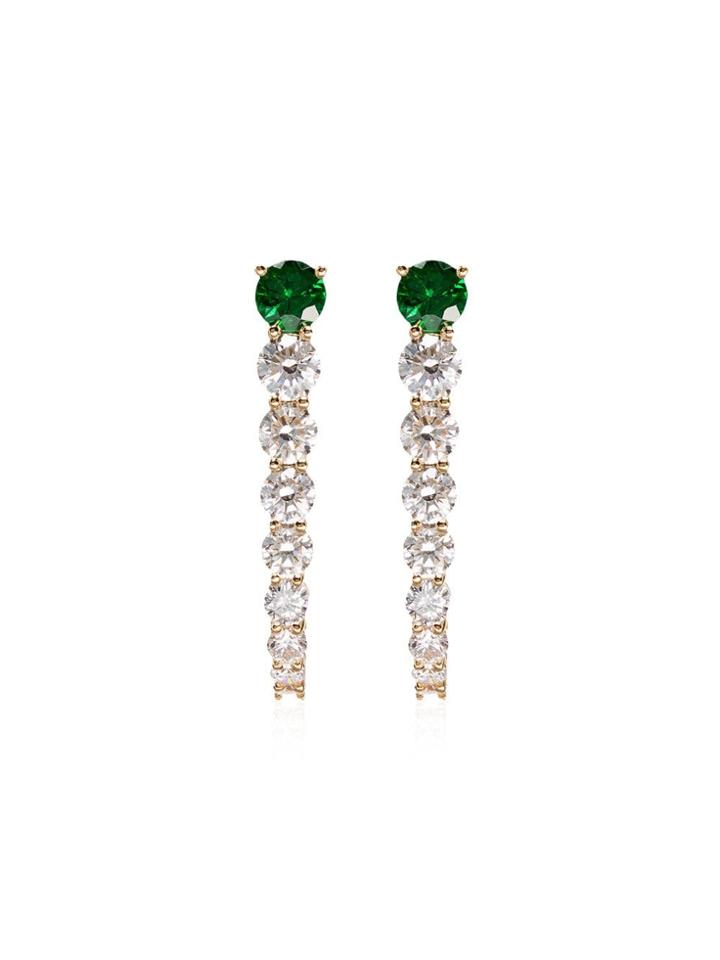 Melissa Kaye Aria Diamond And Tsavorite Earrings - Metallic