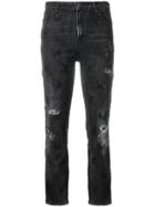 Amen Distressed Cropped Jeans - Grey