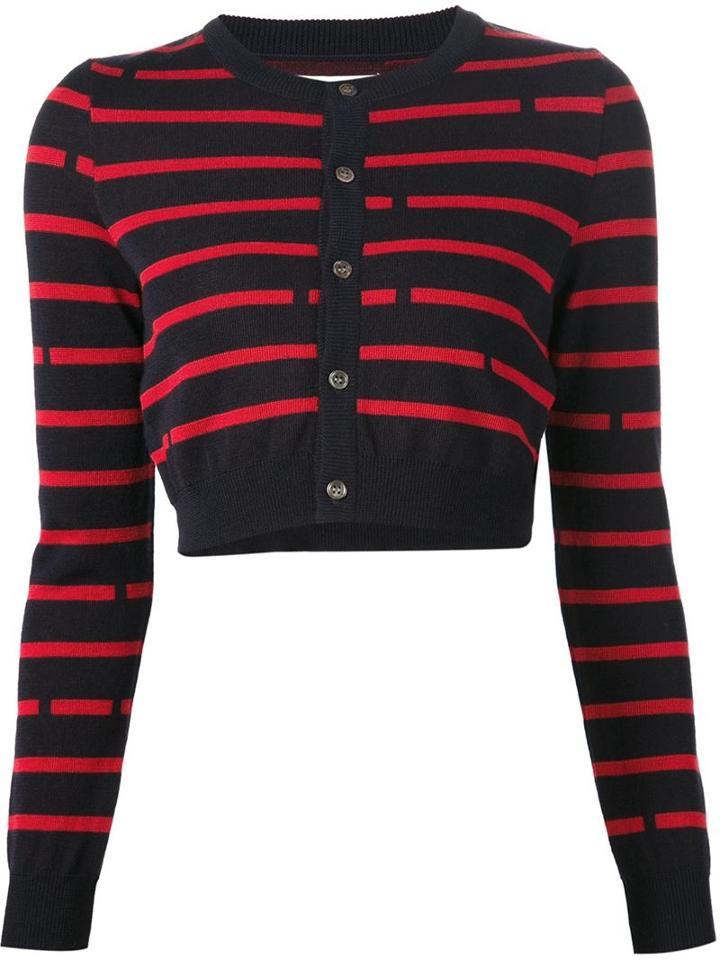 Julien David Cropped Striped Cardigan