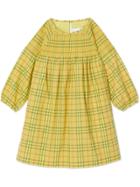 Burberry Kids Teen Smocked Check Cotton Dress - Yellow