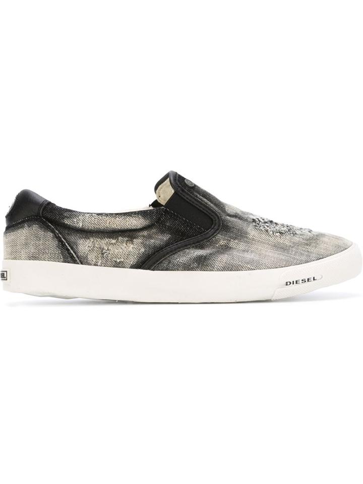 Diesel Distressed Slip On Sneakers