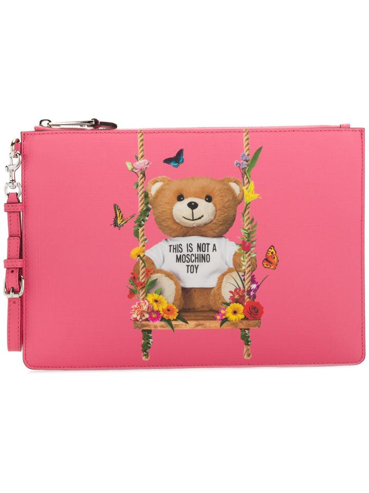 Moschino Medium Teddy Clutch - Pink & Purple