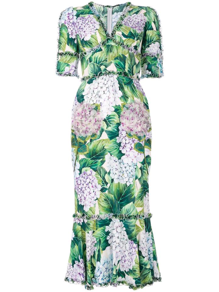 Dolce & Gabbana Ortensia Print Dress - Green