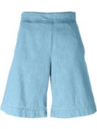 Chloé Side Zip Fastening Denim Shorts, Women's, Size: 34, Blue, Cotton