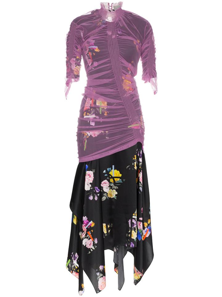 Preen By Thornton Bregazzi Lynn Floral Print Tulle Dress - Black