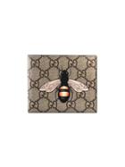 Gucci Bee Print Gg Supreme Wallet - Neutrals