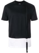 Les Hommes Contrast Cut T-shirt With Suspender - Black