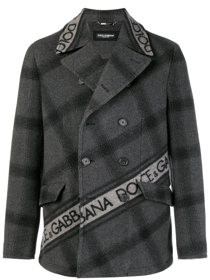 Dolce & Gabbana Double-breasted Logo Coat - Grey
