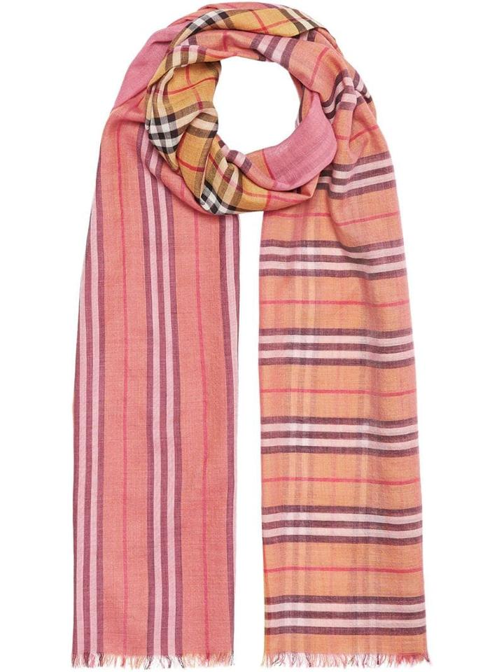 Burberry Vintage Check Colour Block Scarf - Pink