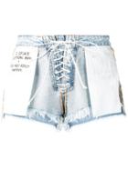 Unravel Project Reverse Lace-up Shorts - Blue