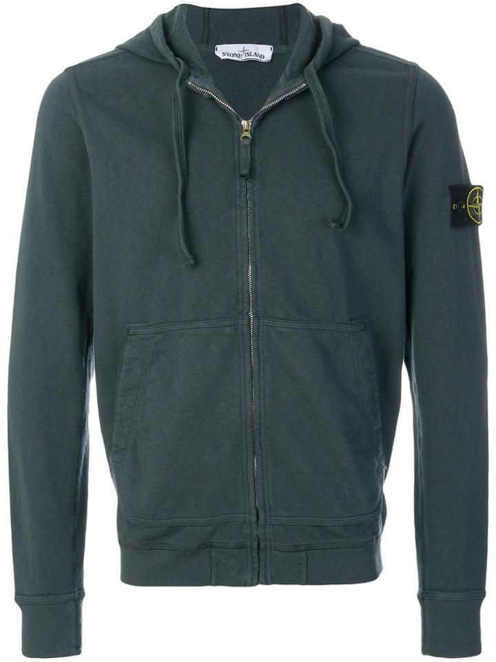 Stone Island Zipped Hooded Sweatshirt - Green