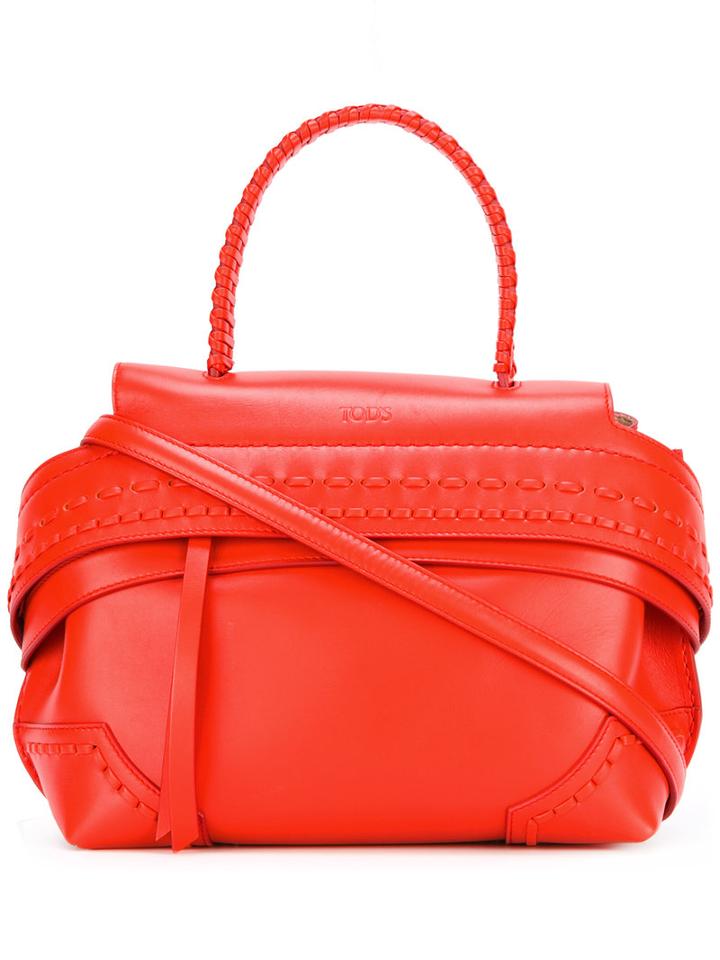 Tod's - Woven Stitch Tote Bag - Women - Calf Leather - One Size, Yellow/orange, Calf Leather