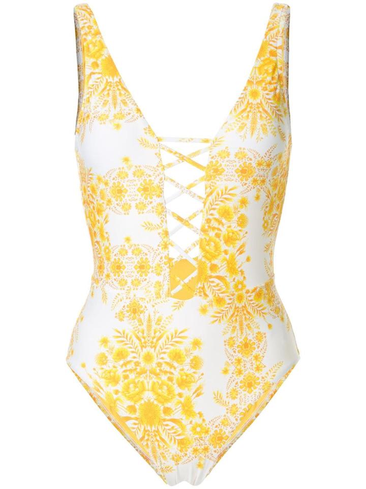 Seafolly Sunflower Lace Up One Piece Swimsuit - Yellow