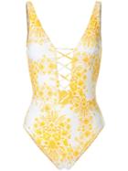 Seafolly Sunflower Lace Up One Piece Swimsuit - Yellow