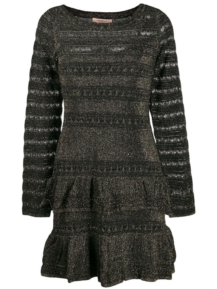 Twin-set Sheer Ruffle Mini Dress - Black