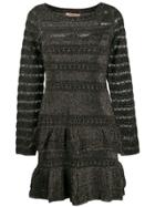 Twin-set Sheer Ruffle Mini Dress - Black