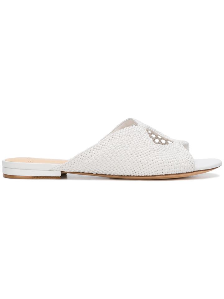 Alexandre Birman Woven Perforated Mules - White