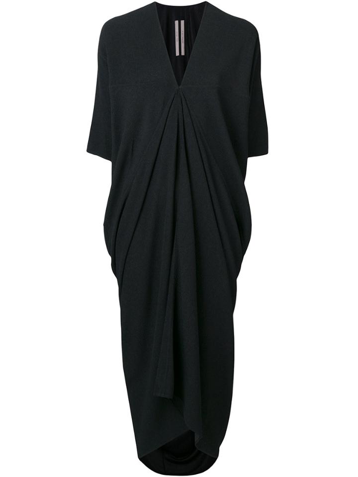Rick Owens Draped Front V Neck Dress - Black