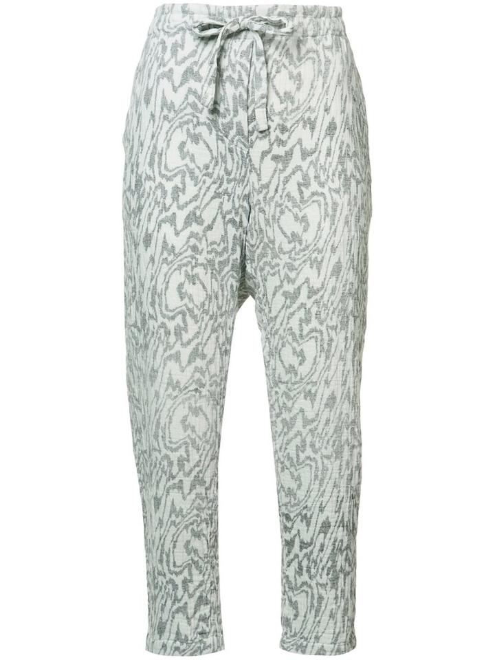 Raquel Allegra Marble Print Cropped Trousers, Women's, Size: 1, Grey, Cotton