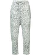 Raquel Allegra Marble Print Cropped Trousers, Women's, Size: 1, Grey, Cotton