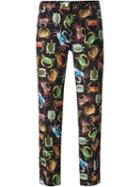 Versace Collection Animals Print Slim Trousers, Women's, Size: 44, Black, Polyester/viscose
