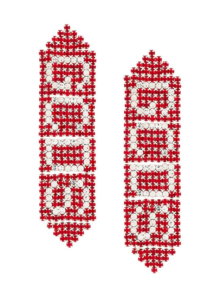 Gcds Embellished Logo Earrings - Red
