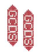 Gcds Embellished Logo Earrings - Red
