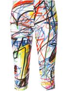 Jeremy Scott Graffiti Print Cropped Leggings, Women's, Size: 42, Polyester/spandex/elastane