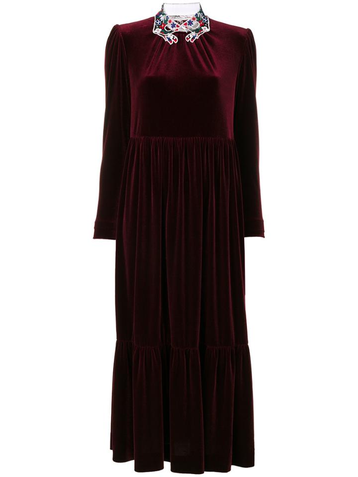 Vivetta Pleated Evening Dress - Red
