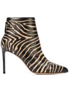 Francesco Russo Zebra Print Ankle Boots - Black