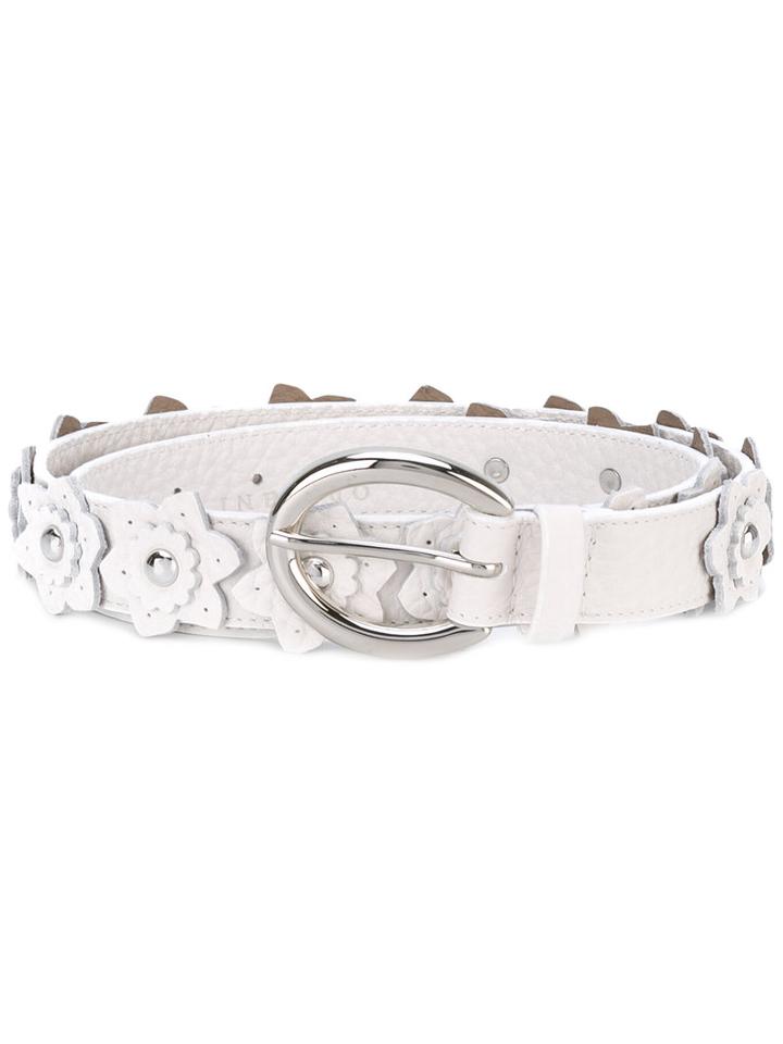 Orciani - Flower Applique Belt - Women - Leather/brass - 90, White, Leather/brass