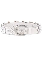 Orciani - Flower Applique Belt - Women - Leather/brass - 90, White, Leather/brass