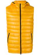 Herno Zipped Hooded Gilet, Men's, Size: 50, Yellow/orange, Polyamide/goose Down