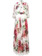Dolce & Gabbana Rose Print Maxi Dress - White