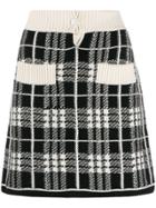 Barrie Checked A-line Skirt - Black