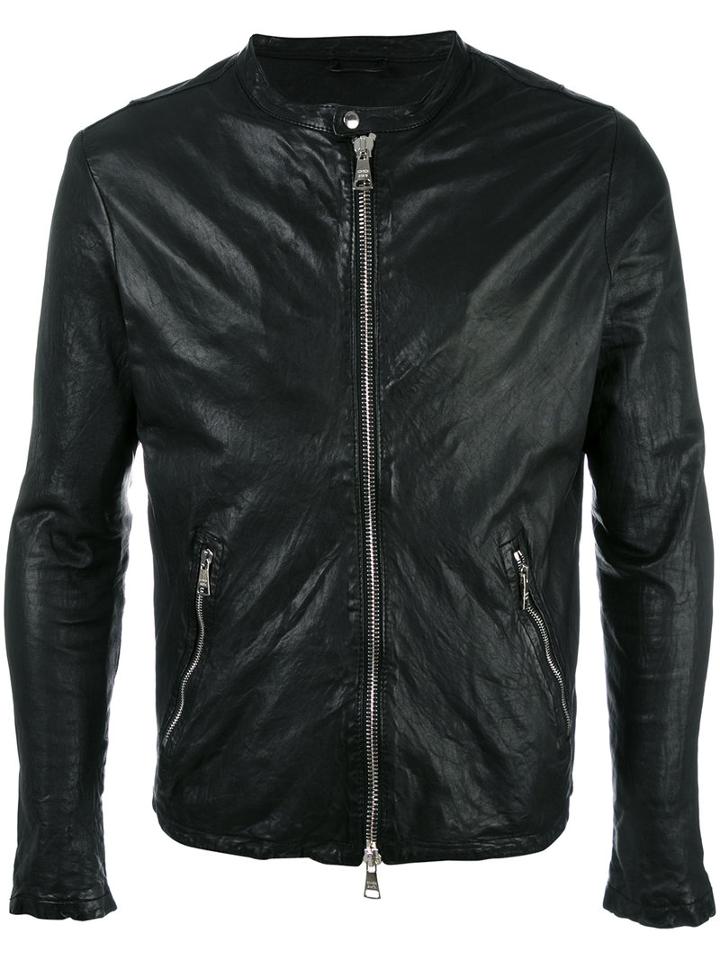 Giorgio Brato Zip Up Jacket, Men's, Size: 52, Black, Cotton/leather/nylon