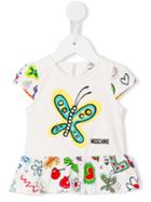 Moschino Kids Butterfly Print Dress, Girl's, Size: 18-24 Mth, White