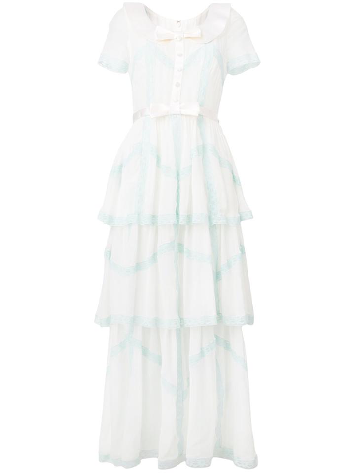 Alessandra Rich Long Bow Detail Dress - White
