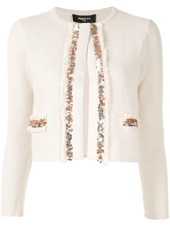 Paule Ka Embellished Fitted Jacket - White