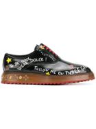 Dolce & Gabbana Printed Oxford Shoes - Black
