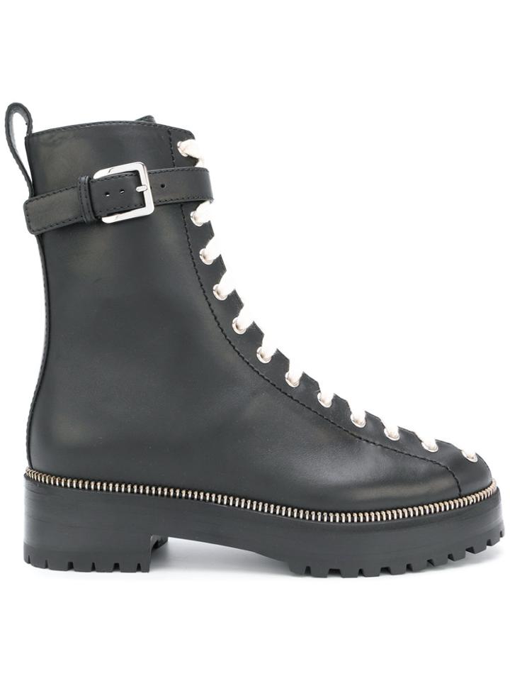 Sergio Rossi Contrasting Lace-up Boots - Black