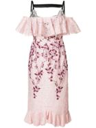 Giambattista Valli Cold-shoulder Lace Dress - Pink & Purple