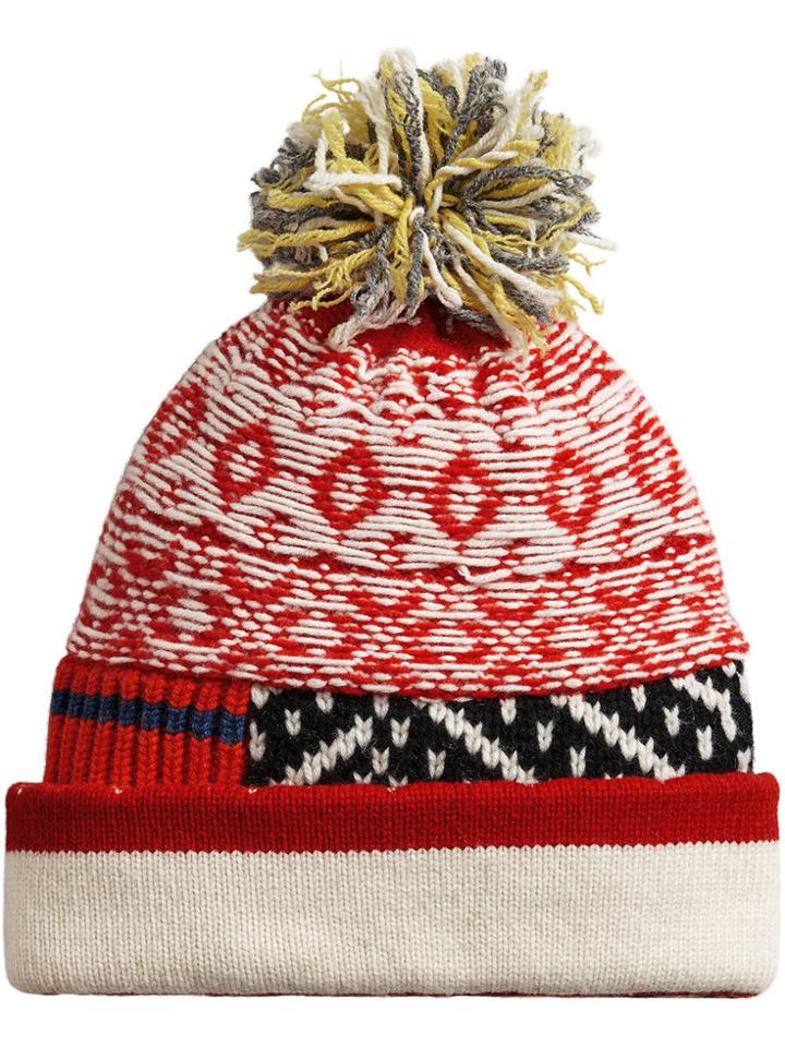 Burberry Fair Isle Patchwork Beanie - Red