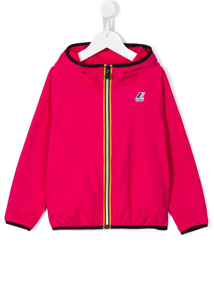 K Way Kids Logo Print Hooded Jacket, Girl's, Size: 6 Yrs, Pink/purple