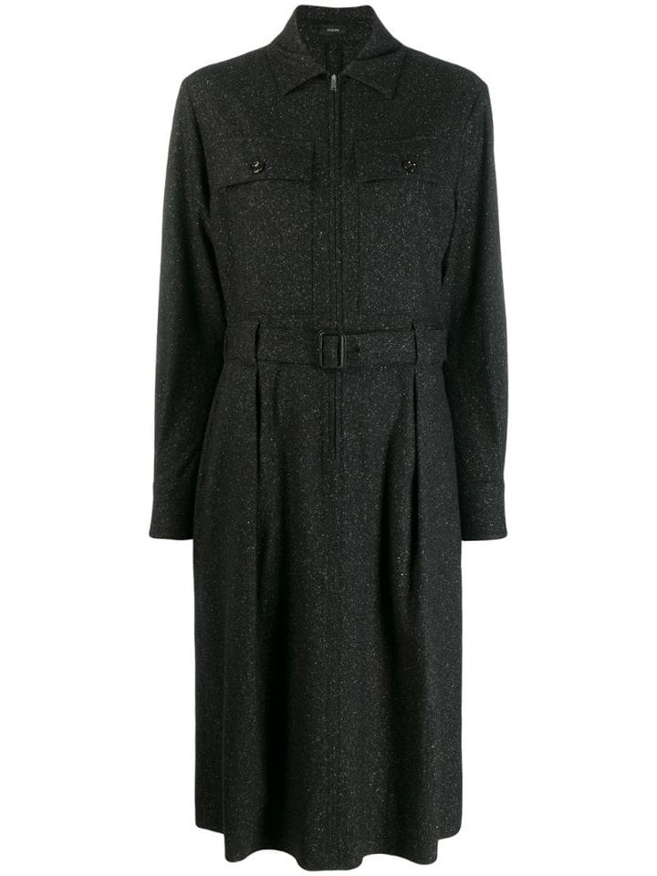 Joseph Boucle Belted Dress - Black