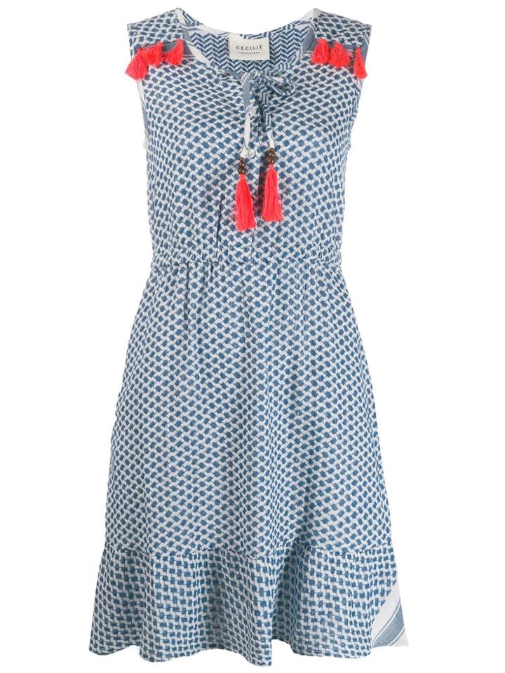 Cecilie Copenhagen Tassel Check Print Dress - Blue